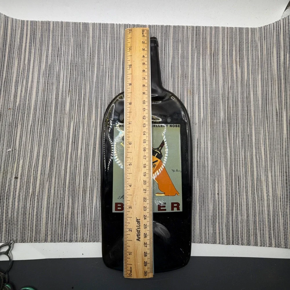 Ken Bailey Appellation Boxer Slumped Glass Melted Wine Bottle Wall Art Decor 12